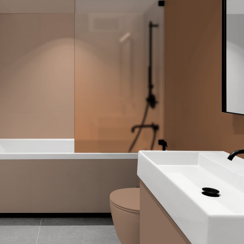 Earthy Sand Gradient in washable translucent vinyl for bathrooms, decorating and renewing a bathtub screen. Lokoloko