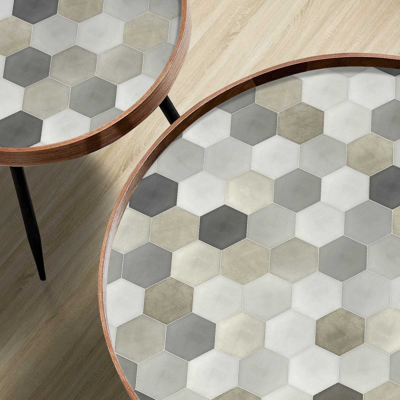 Hexagonal Ceramic Pattern 1. Matte Vinyl. 81x107cm