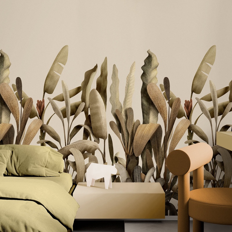 Baume Botanic 1. PVC-free self-adhesive ecological wallpaper for bedroom headboard wall. Lokoloko