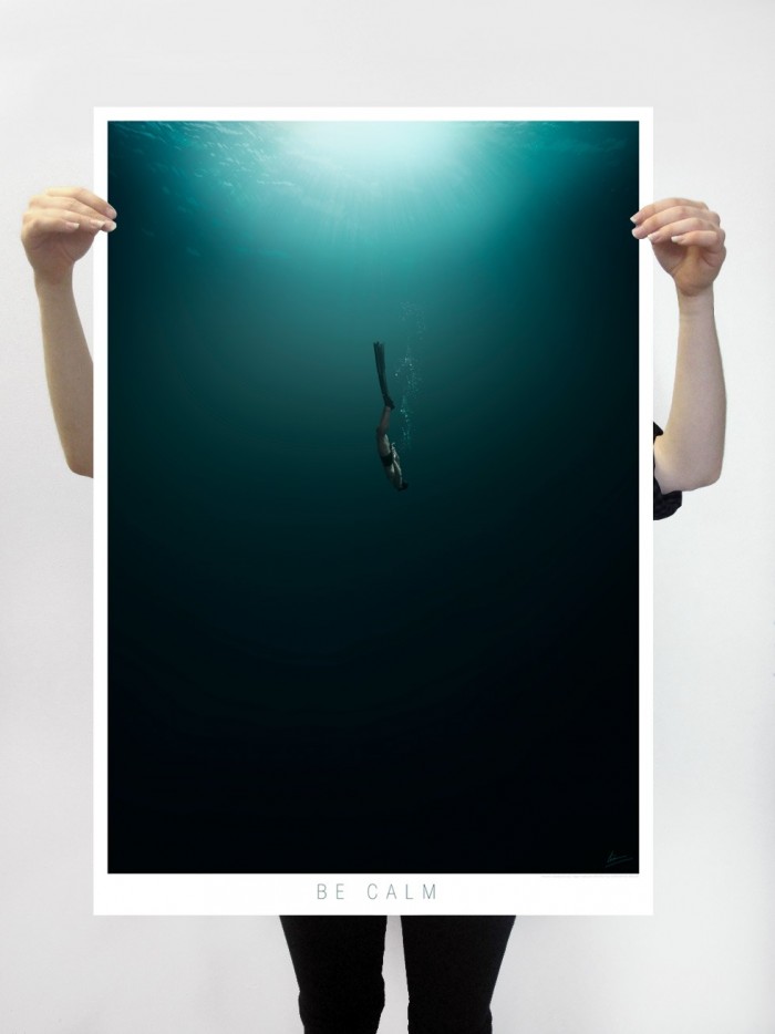 diseño de poster buceo en el mar