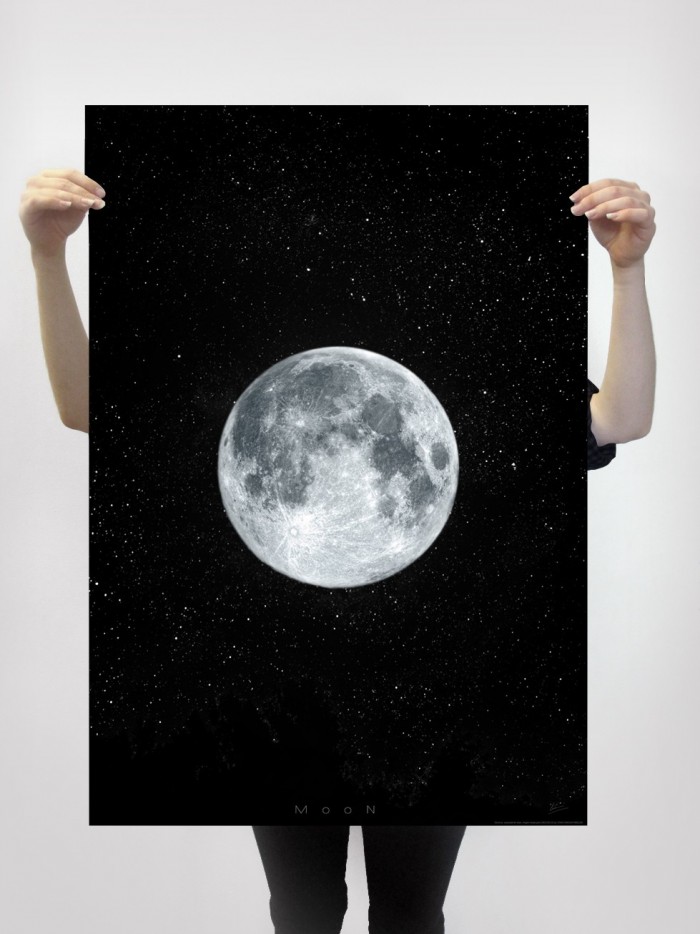poster de la Luna con fondo negro