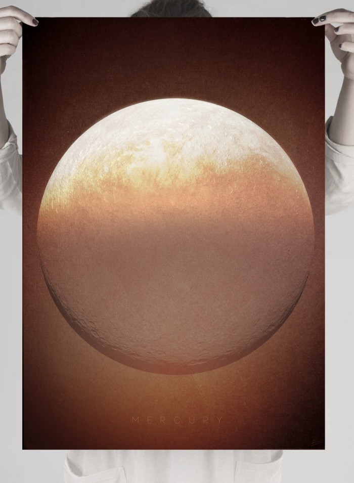 poster en papel fotográfico del planeta Mercurio