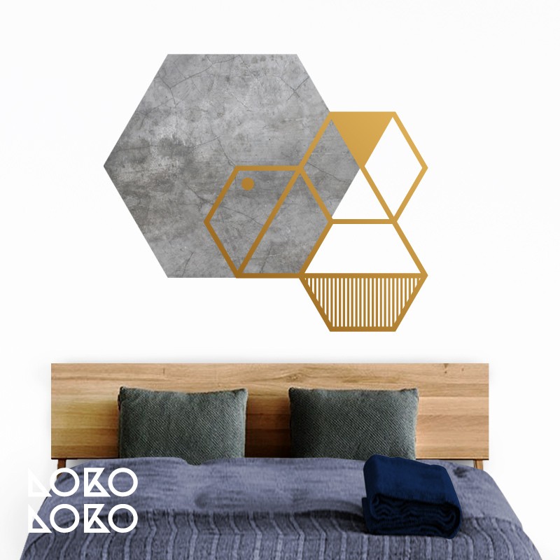 hexagonos-dorado-cobrizo-impresion-textura-cabecero-cama