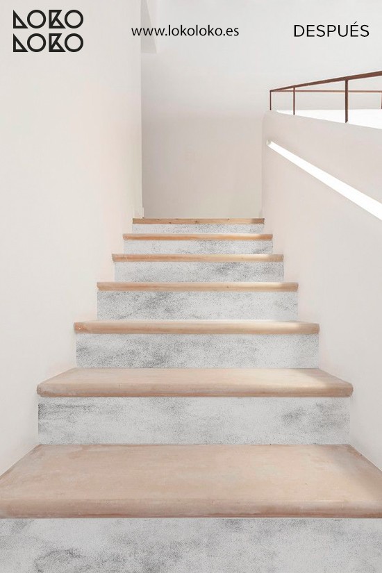 decorando-escaleras-blancas-con-vinilo-de-textura-cemento-gris-claro-lokoloko