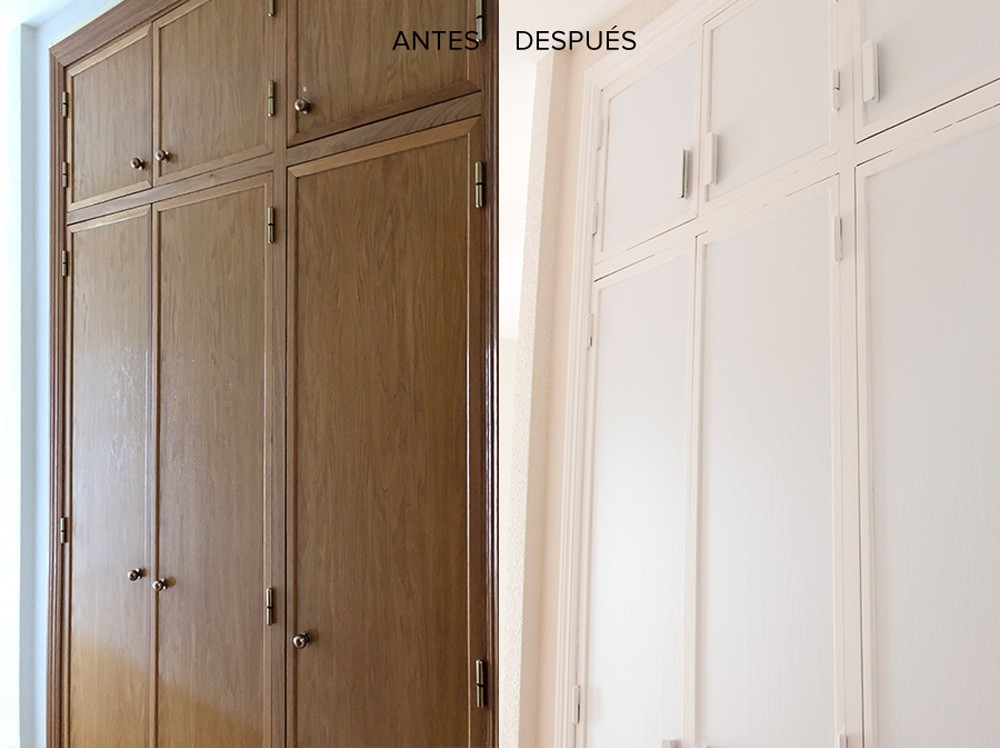 Antes y después: Cómo forrar las puertas de un armario empotrado con vinilo  blanco mate