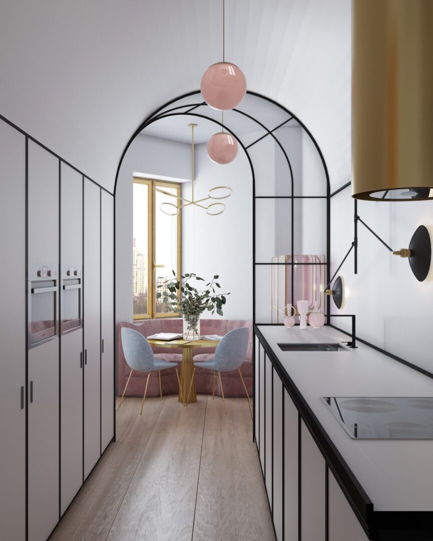 Decorando-con-linea-negra-los-muebles-espejos-cristales-y-arcos-de-cocinas-decoracion-de-interiores-2019