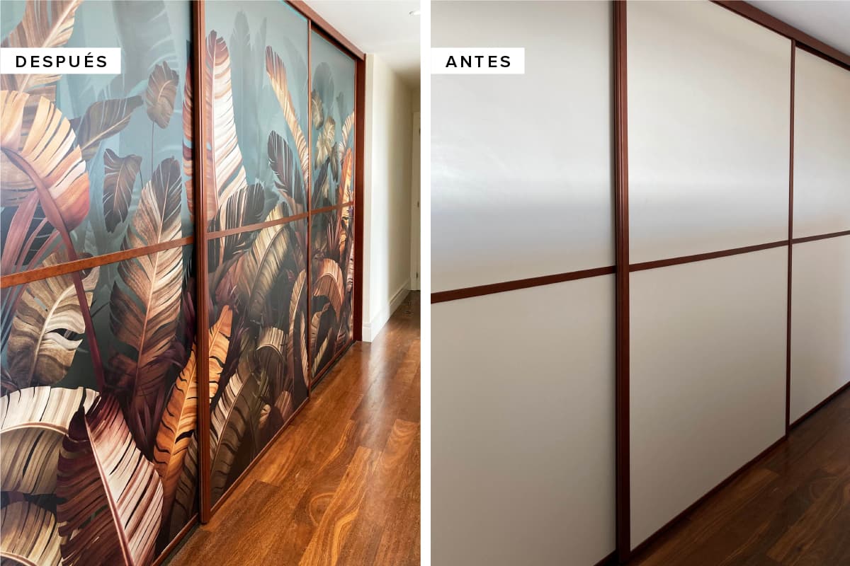 Cambiar el aspecto de puertas de armario con mural de vinilo