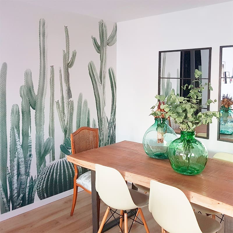 Papel pintado de pared ecológico autoadhesivo cactarium comedor para salón